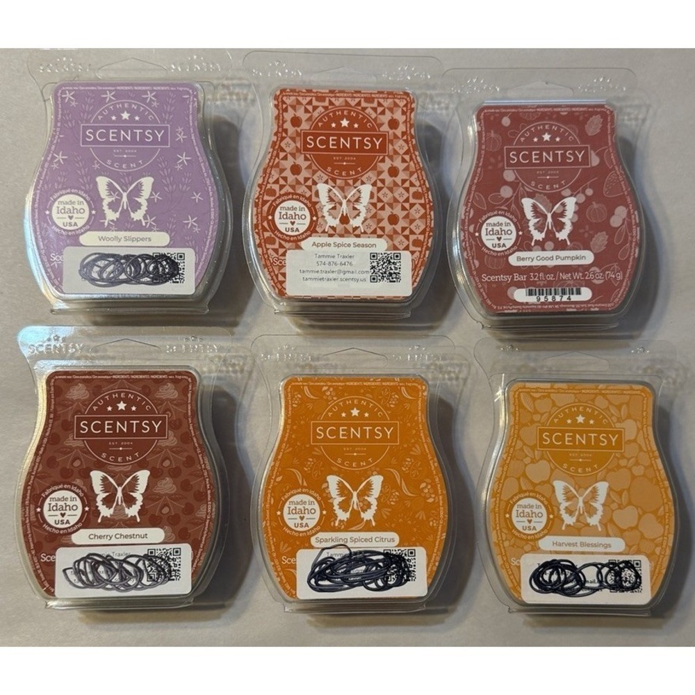 Lot Of 6 Fall Scentsy Bars Autumn Cozy Pumpkin Apple Harvest Woolly‎ Slippers